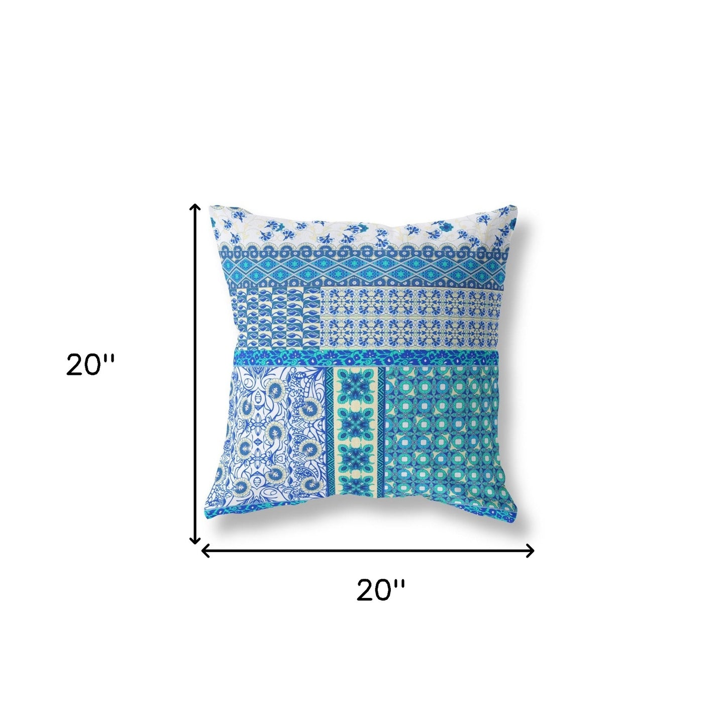 Blue & White Microsuede Patchwork Pillow