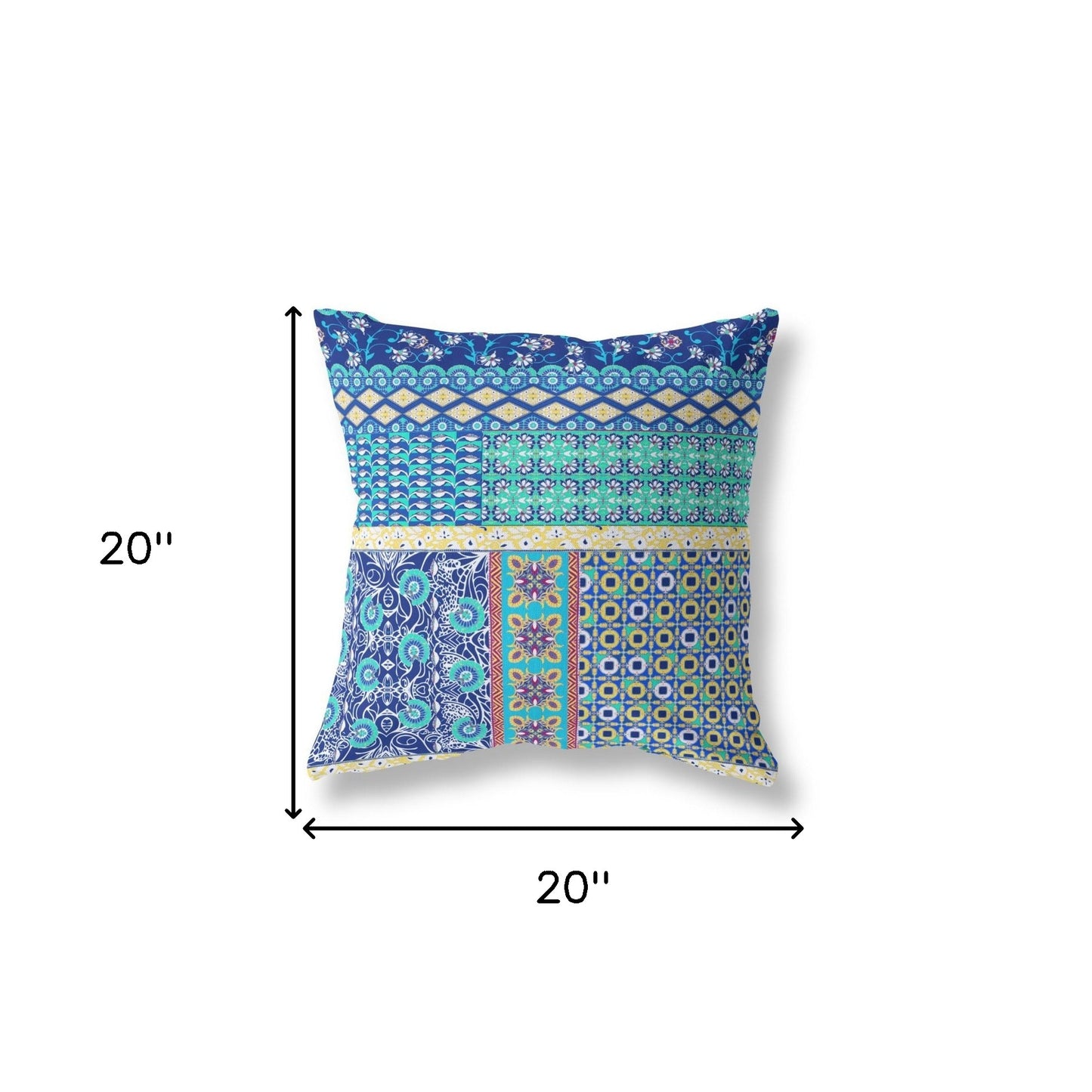 Blue & Yellow Microsuede Patchwork Pillow