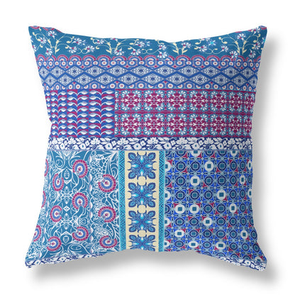 Blue & Purple Microsuede Patchwork Pillow