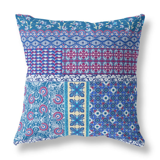 Blue & Purple Microsuede Patchwork Pillow