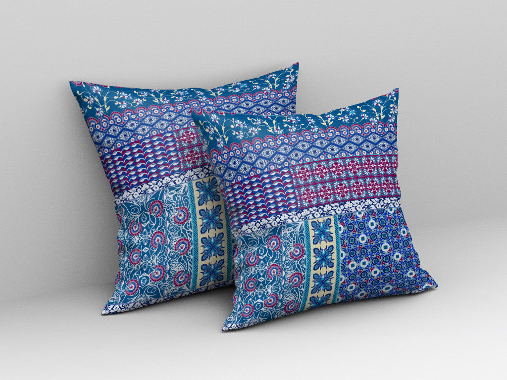 Blue & Purple Microsuede Patchwork Pillow