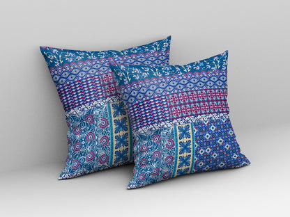 Blue & Purple Microsuede Patchwork Pillow