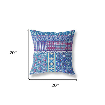 Blue & Purple Microsuede Patchwork Pillow