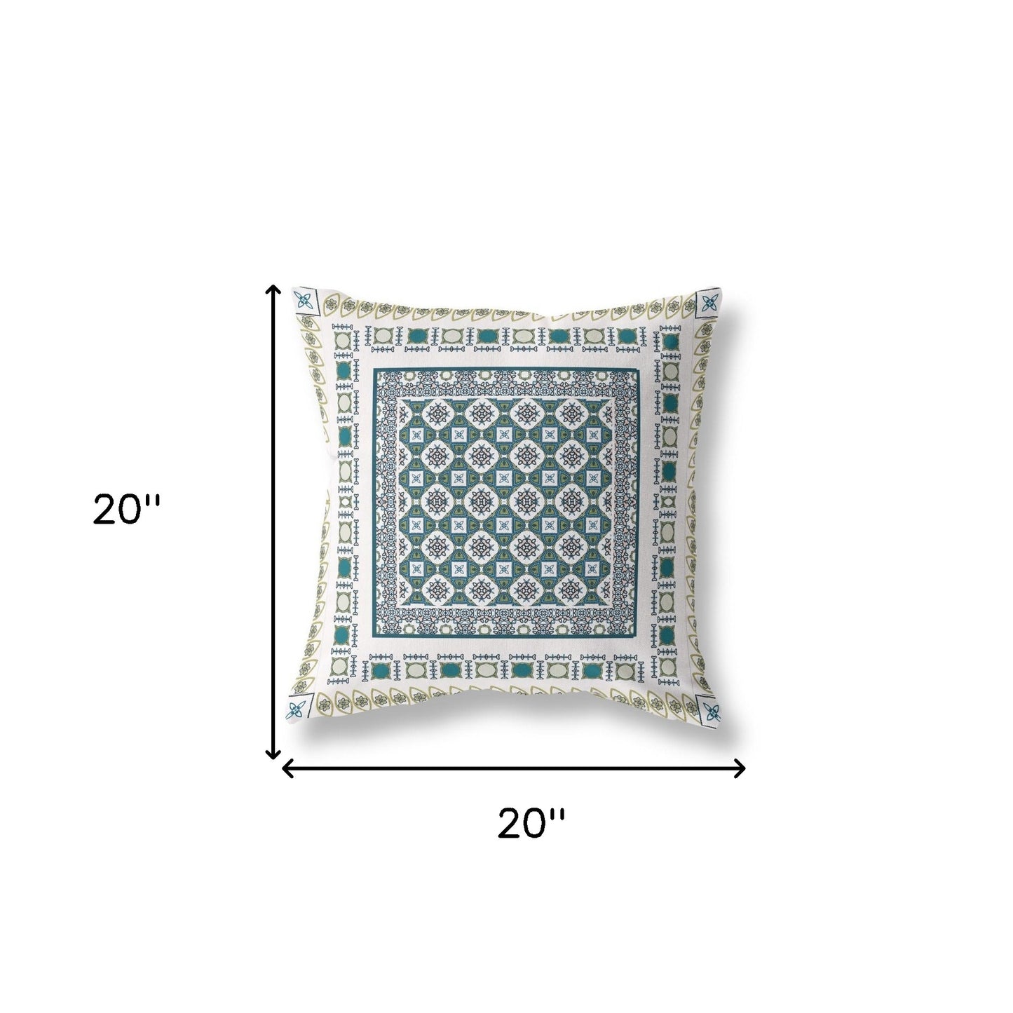 White & Green Floral Suede Pillow
