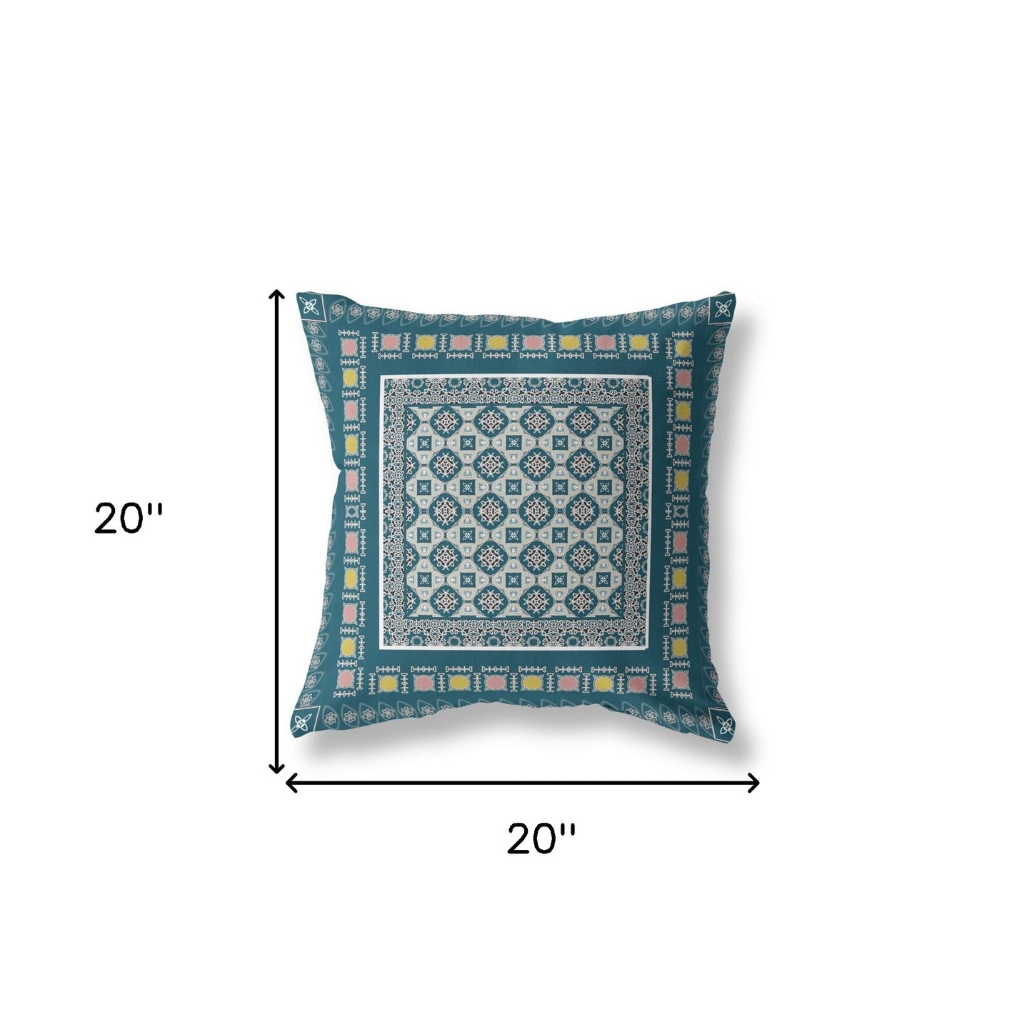 Blue & Beige Floral Suede Pillow