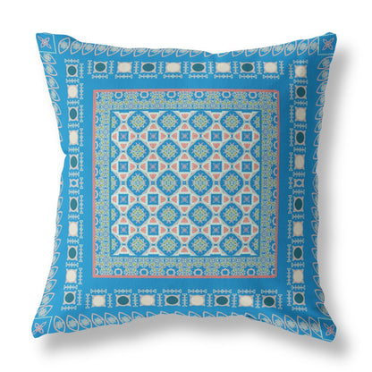 Blue & Pink Floral Suede Pillow