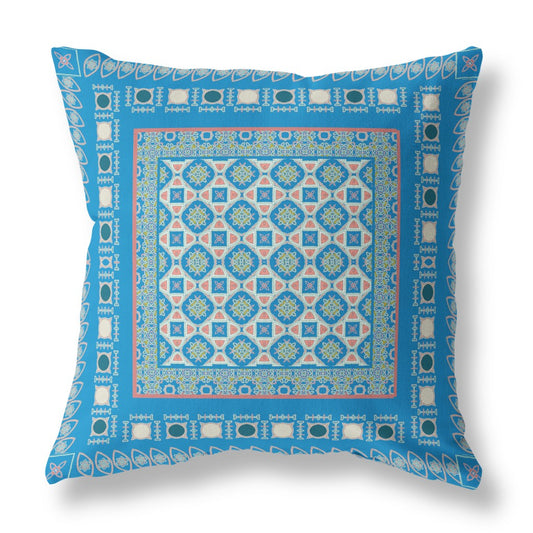 Blue & Pink Floral Suede Pillow