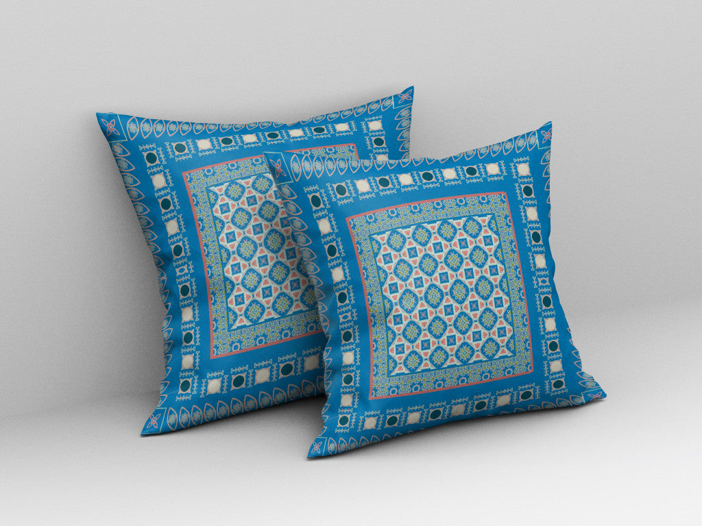 Blue & Pink Floral Suede Pillow