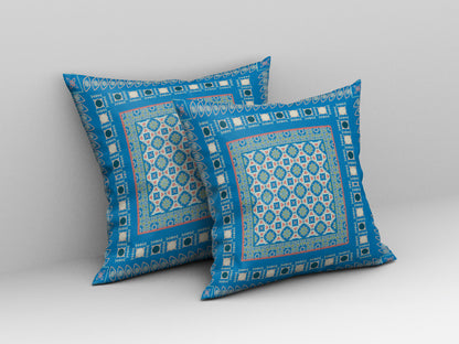 Blue & Pink Floral Suede Pillow