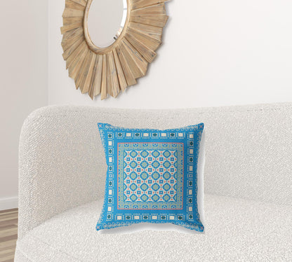 Blue & Pink Floral Suede Pillow