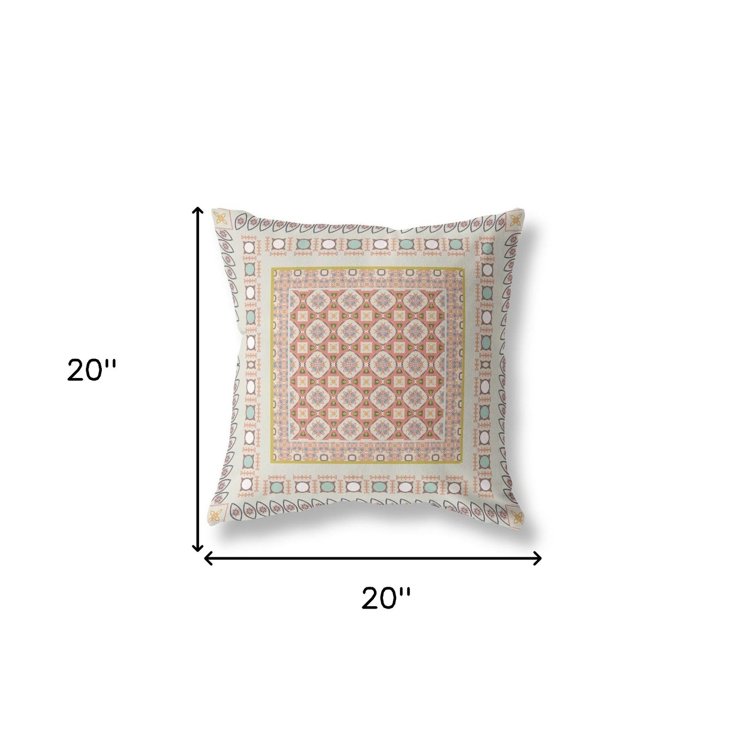 Off White & Orange Floral Suede Pillow