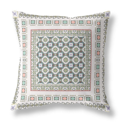 White & Blue Floral Suede Pillow