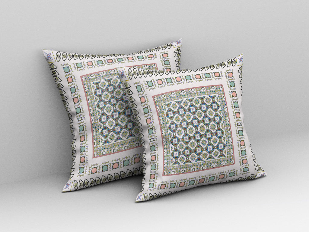 White & Blue Floral Suede Pillow