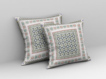 White & Blue Floral Suede Pillow