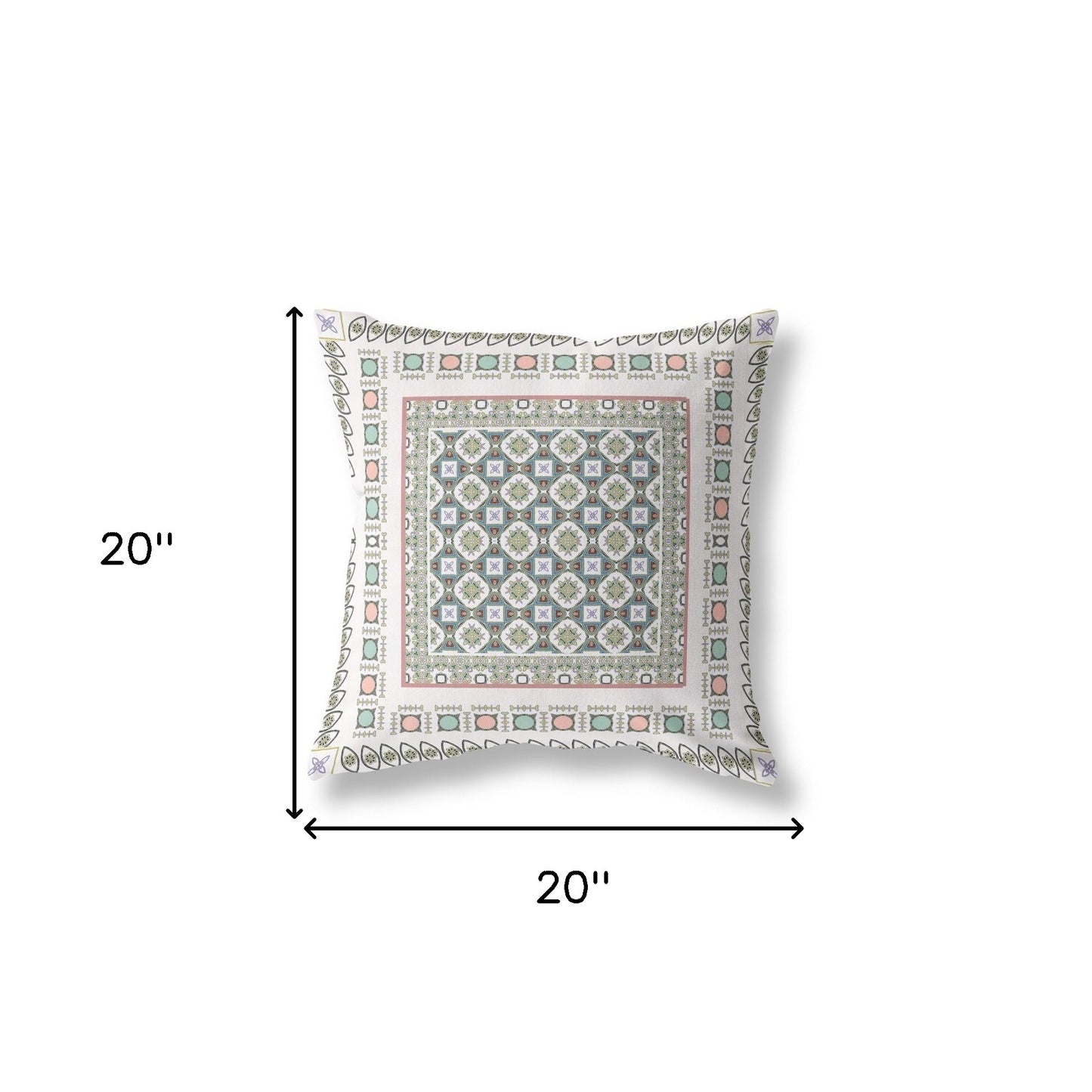 White & Blue Floral Suede Pillow