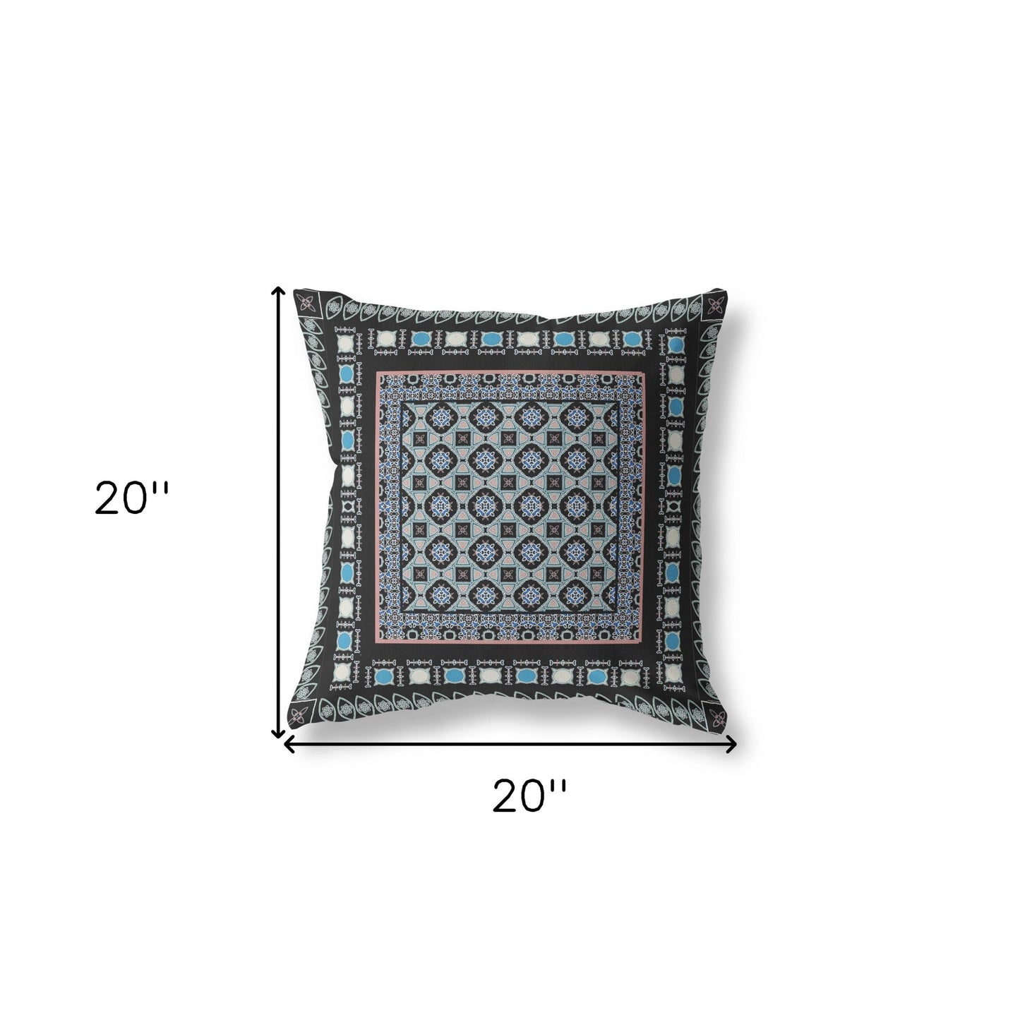 Black & Blue Floral Suede Pillow