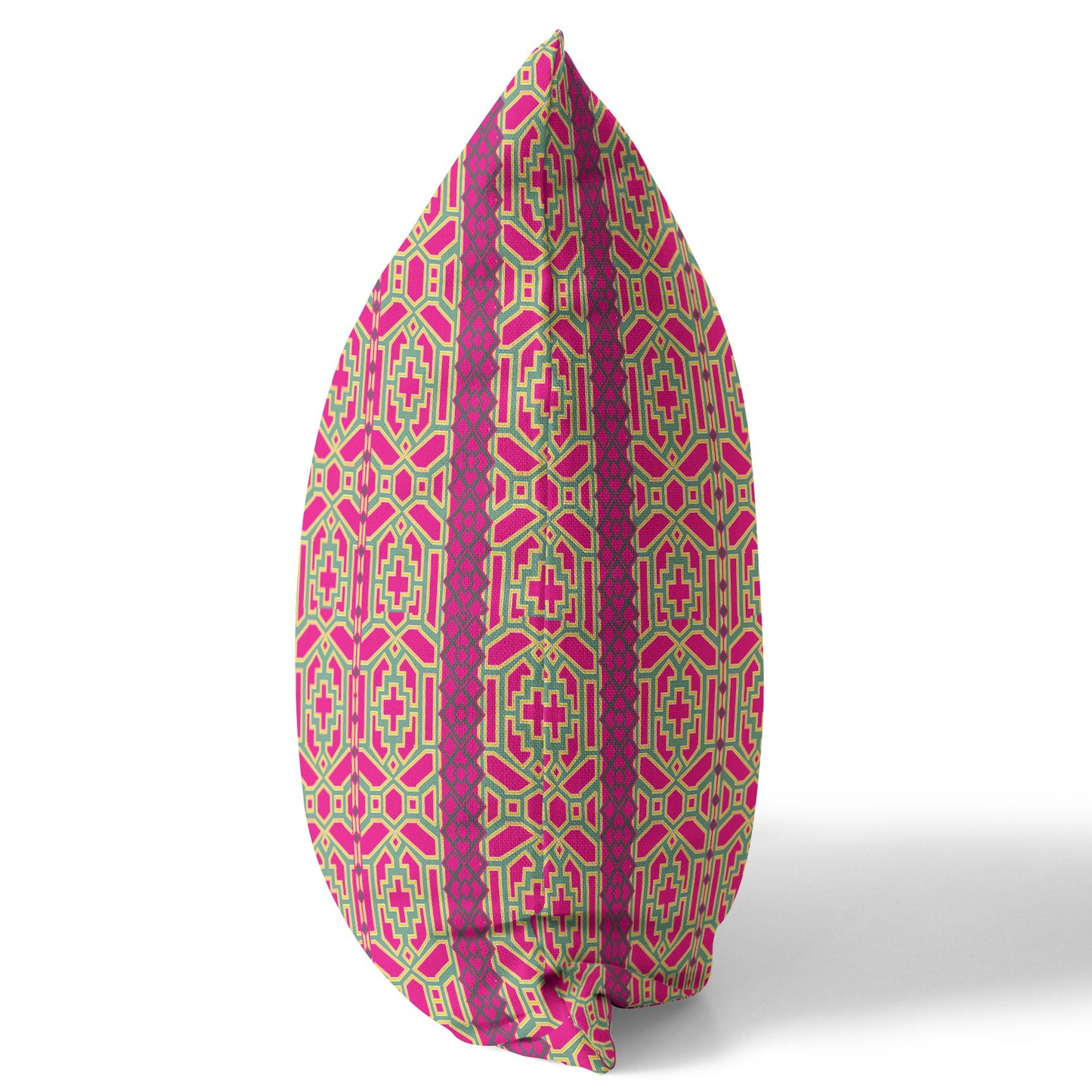 Pink & Green Geometric Suede Pillow