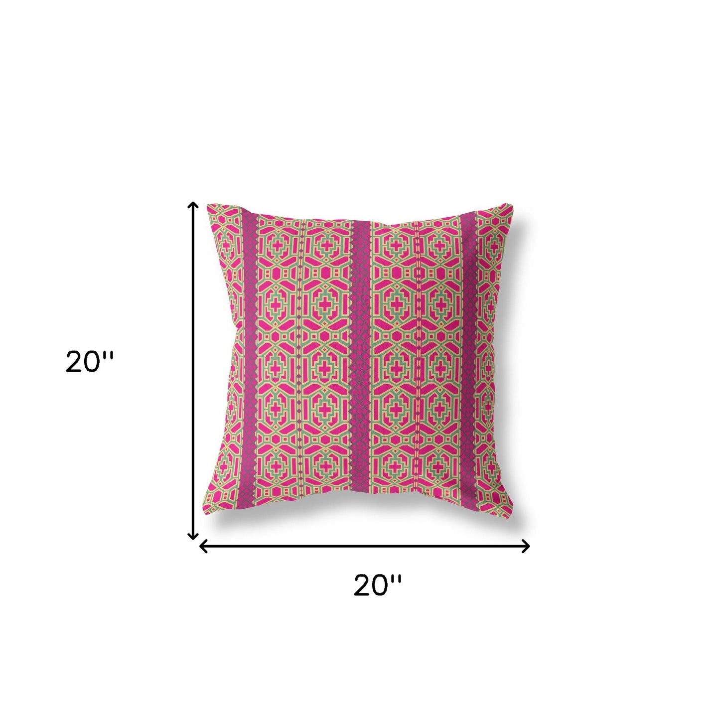 Pink & Green Geometric Suede Pillow