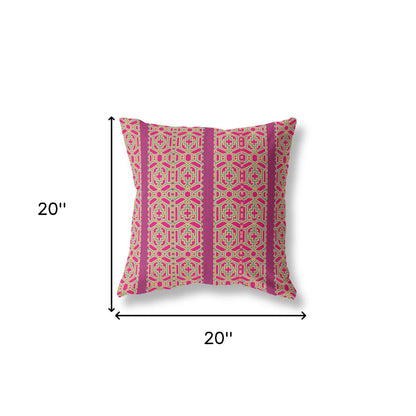Pink & Green Geometric Suede Pillow