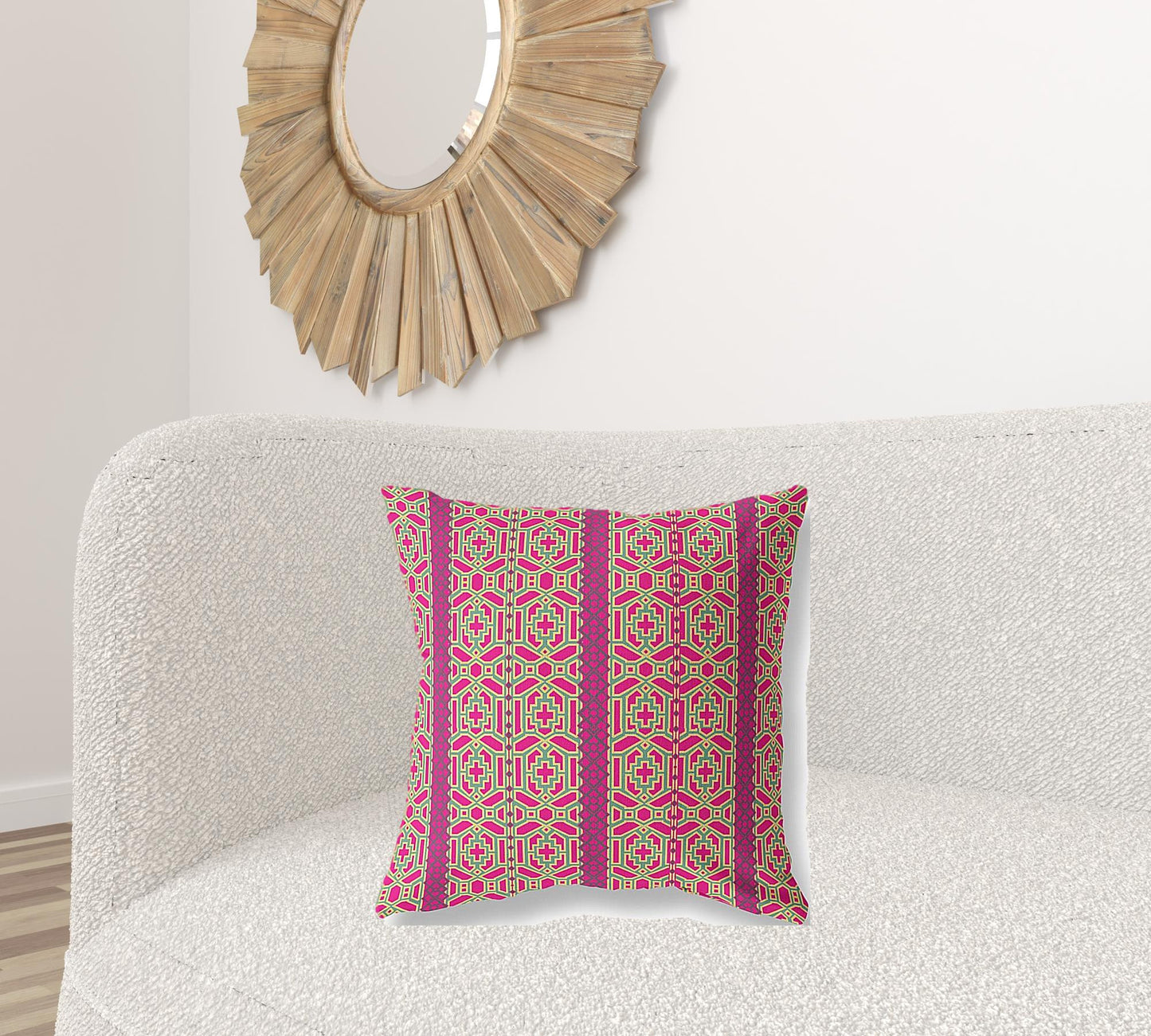 Pink & Green Geometric Suede Pillow