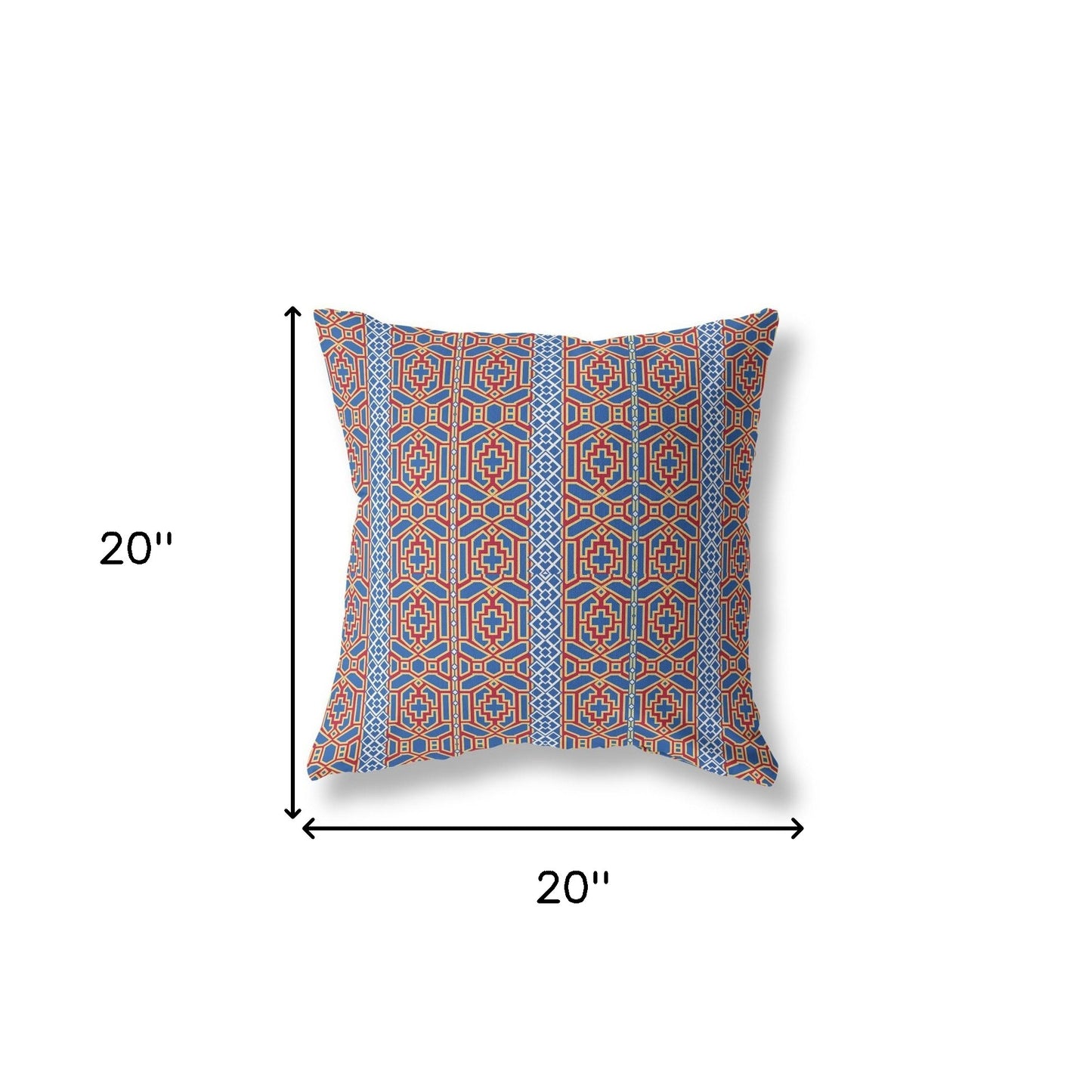 Blue & Red Geometric Suede Pillow
