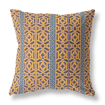 Brown & Yellow Geometric Suede Pillow