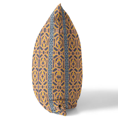 Brown & Yellow Geometric Suede Pillow