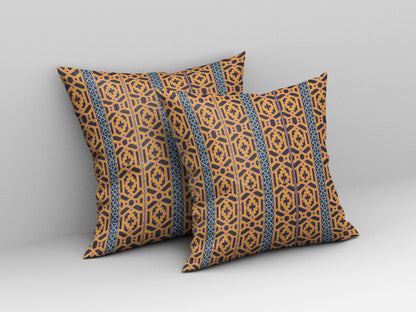 Brown & Yellow Geometric Suede Pillow