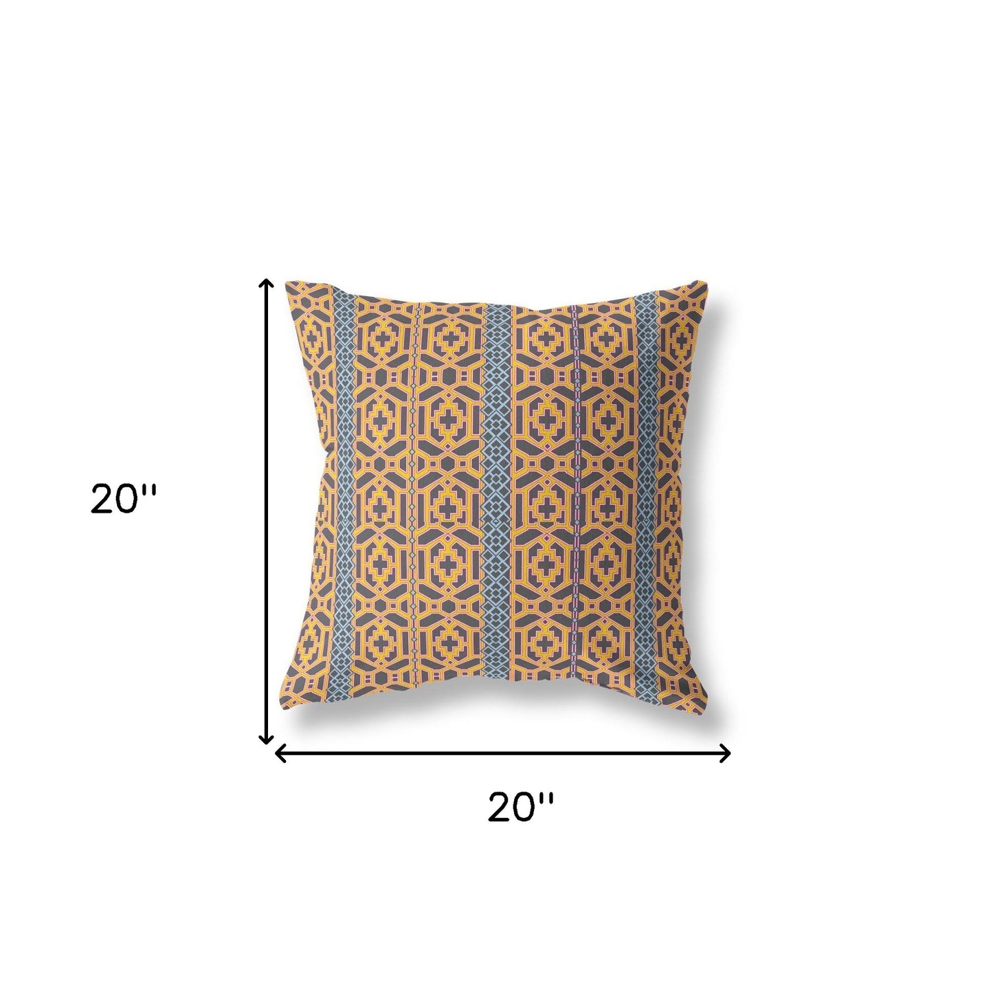 Brown & Yellow Geometric Suede Pillow