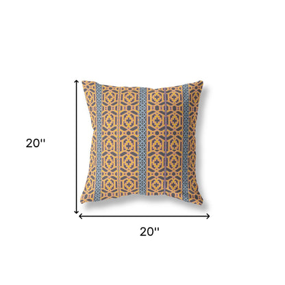 Brown & Yellow Geometric Suede Pillow