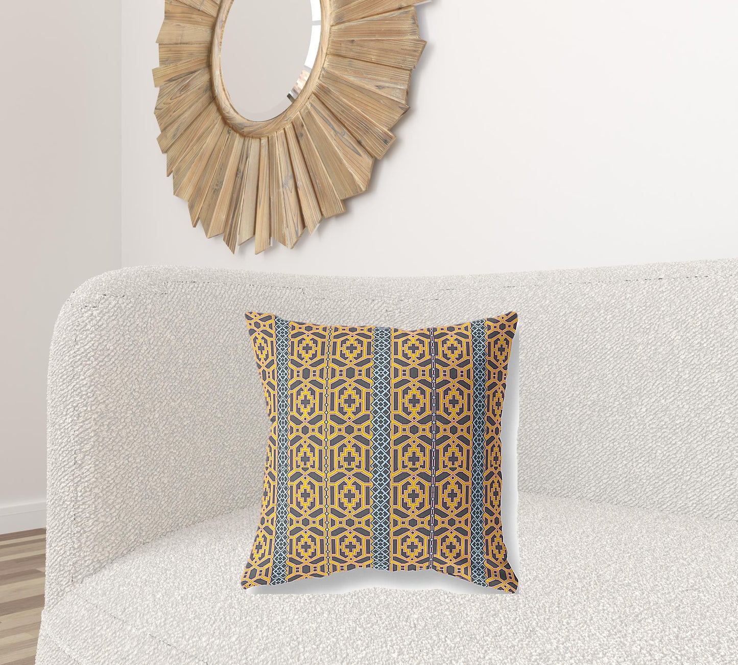Brown & Yellow Geometric Suede Pillow