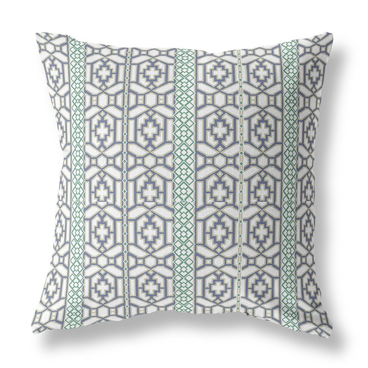 White & Gray Geometric Suede Pillow