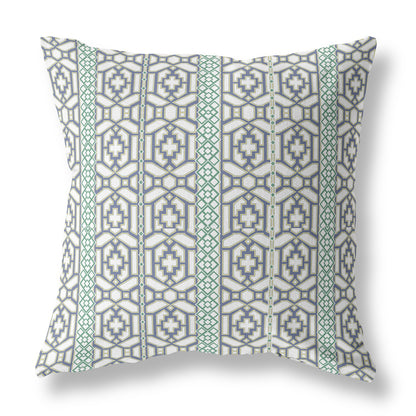 White & Gray Geometric Suede Pillow