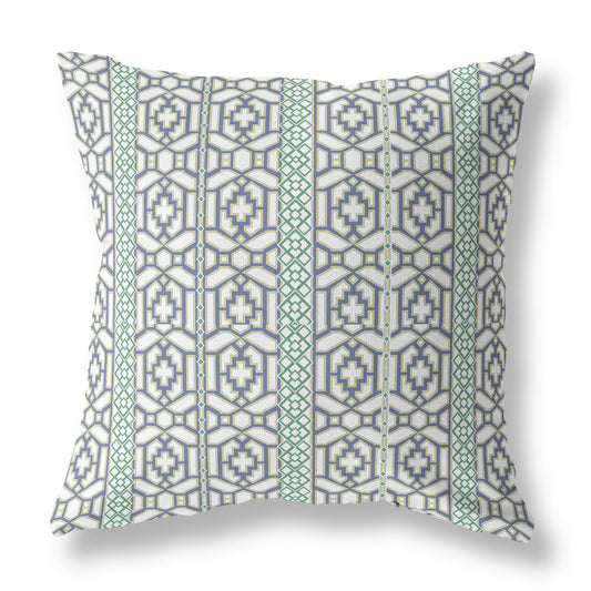 White & Gray Geometric Suede Pillow