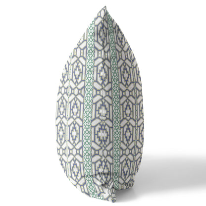 White & Gray Geometric Suede Pillow