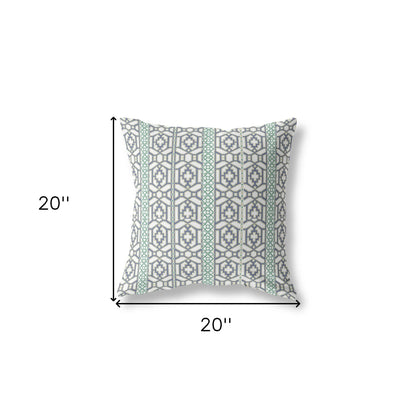 White & Gray Geometric Suede Pillow