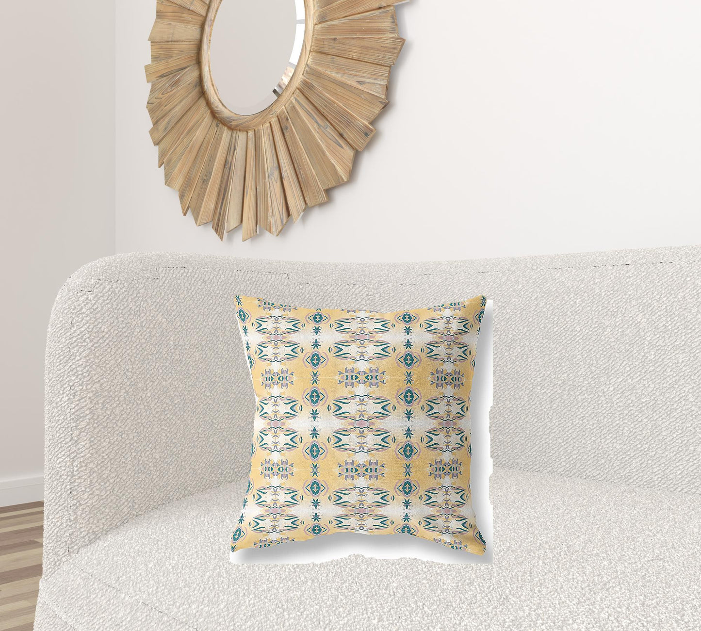 White & Yellow Abstract Suede Pillow