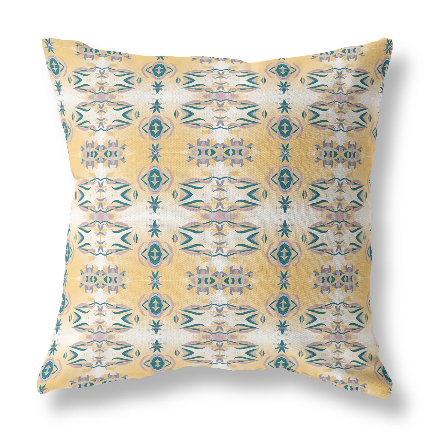 White & Yellow Abstract Suede Pillow