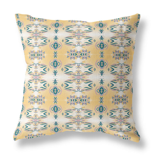 White & Yellow Abstract Suede Pillow