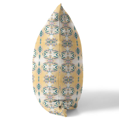 White & Yellow Abstract Suede Pillow