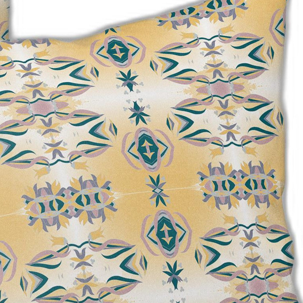 White & Yellow Abstract Suede Pillow