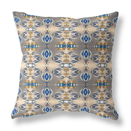 Brown & Blue Abstract Suede Pillow