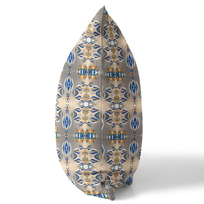 Brown & Blue Abstract Suede Pillow