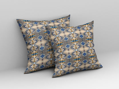 Brown & Blue Abstract Suede Pillow