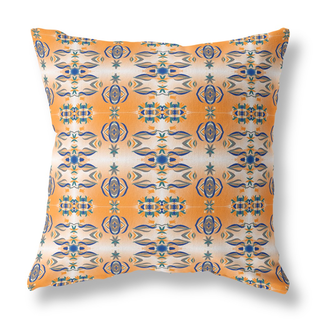 Orange & Gray Abstract Suede Pillow