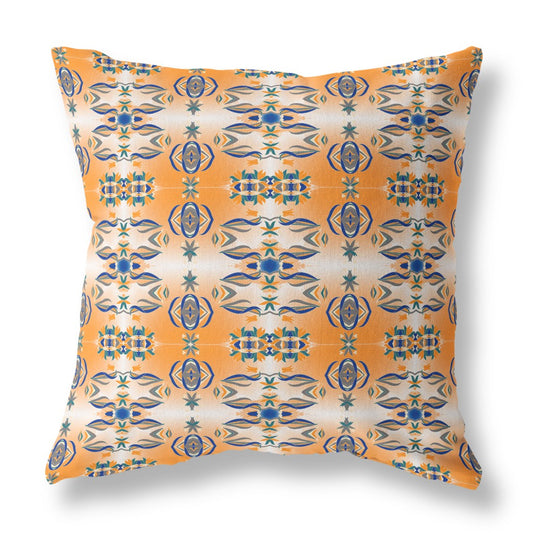 Orange & Gray Abstract Suede Pillow