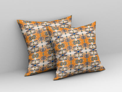 Orange & Gray Abstract Suede Pillow