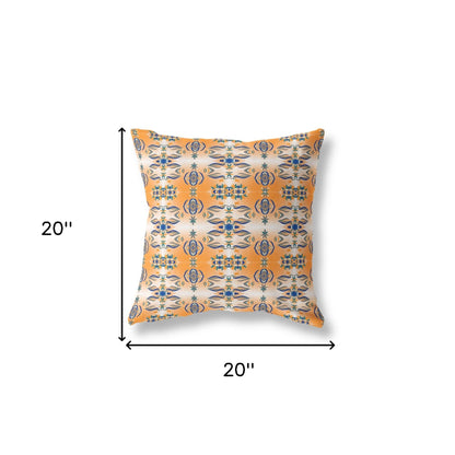 Orange & Gray Abstract Suede Pillow