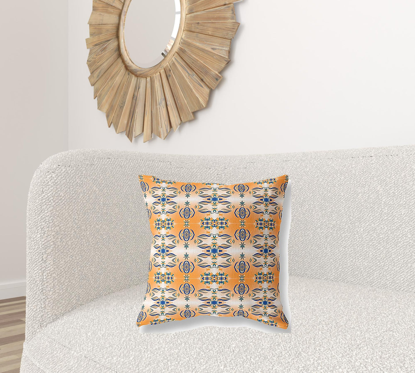 Orange & Gray Abstract Suede Pillow
