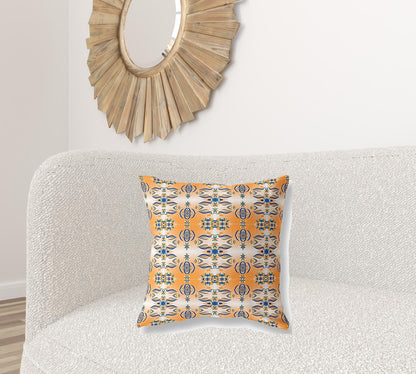 Orange & Gray Abstract Suede Pillow